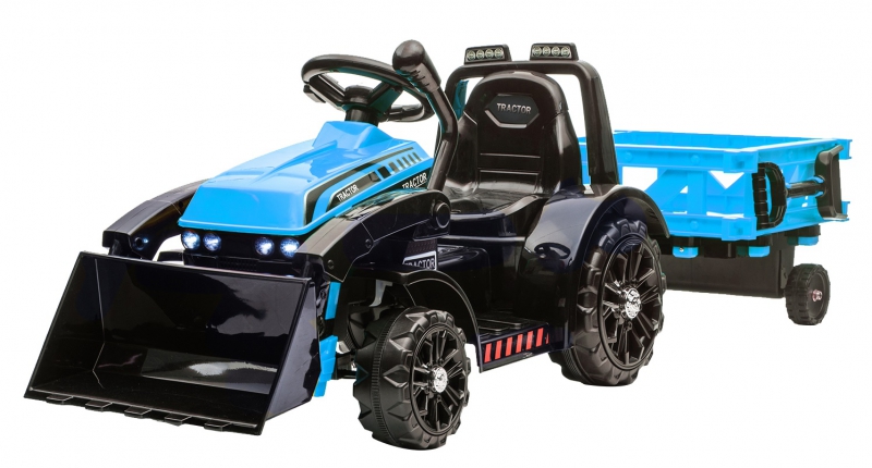 Traktor 6V blau mit Frontlader, Anhänger und 2,4 GHz Fernbedienung