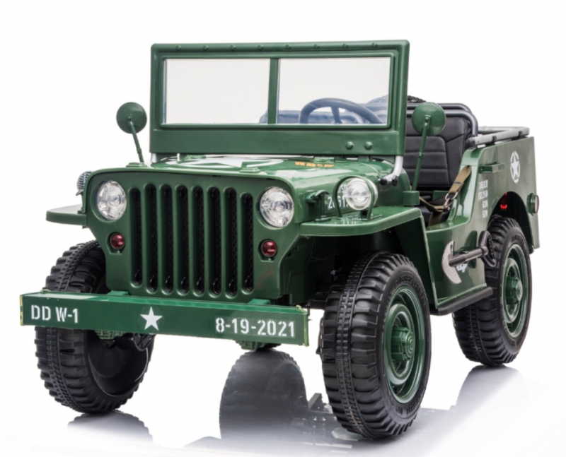 Jeep WILLYS  grün, 4WD, 24V, 3x Ledersitz, 2.4ghz Fernbedienung